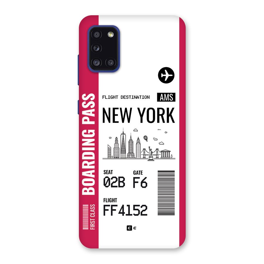 New York Boarding Pass Back Case for Galaxy A31