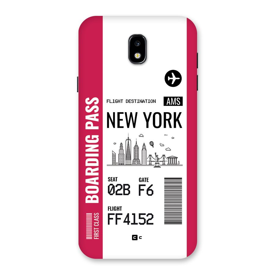 New York Boarding Pass Back Case for Galaxy J7 Pro