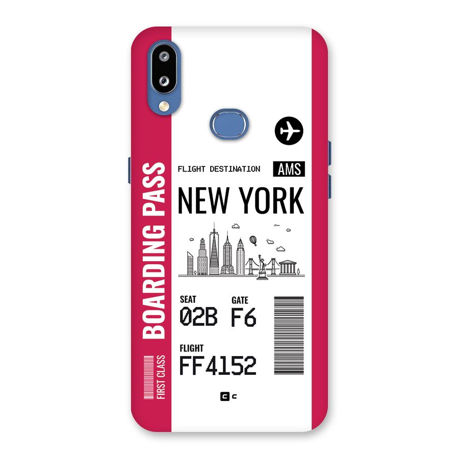 New York Boarding Pass Back Case for Galaxy M01s