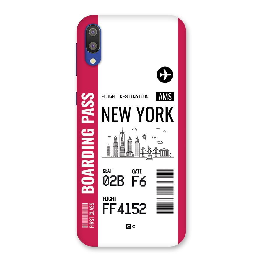 New York Boarding Pass Back Case for Galaxy M10