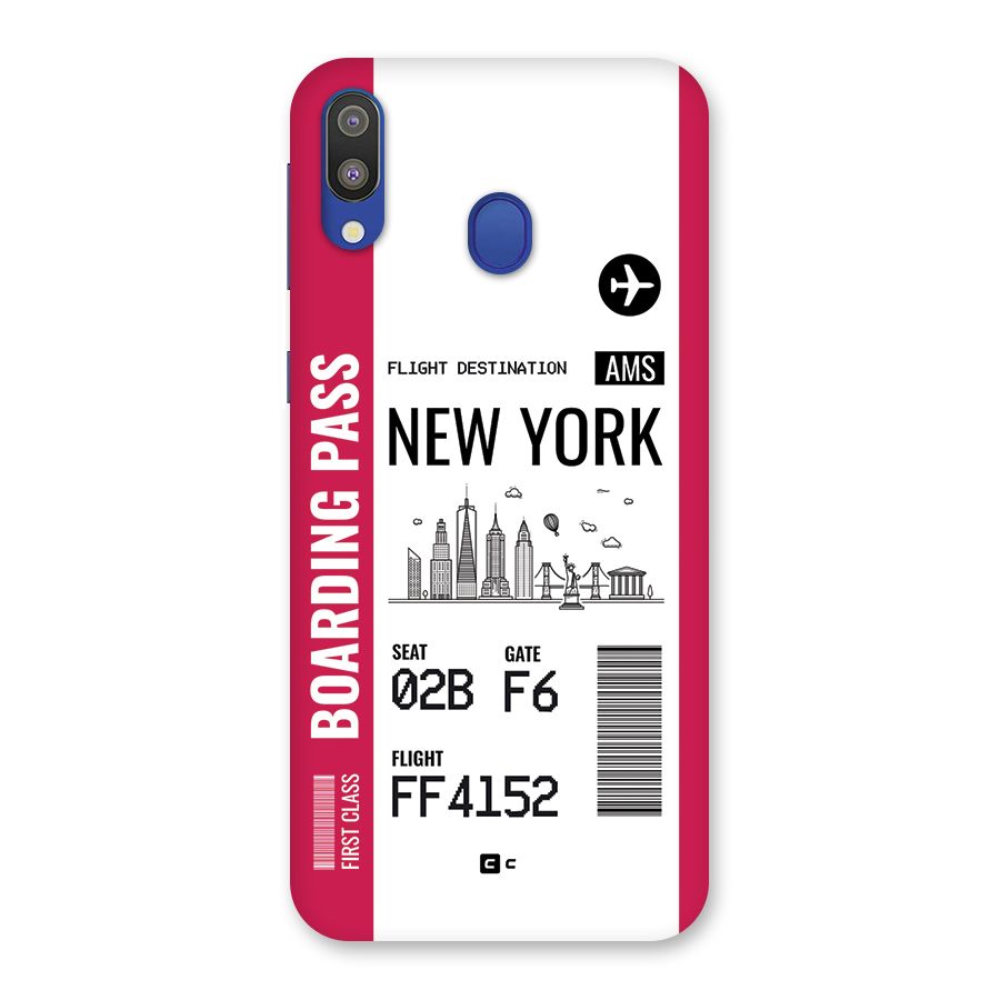 New York Boarding Pass Back Case for Galaxy M20
