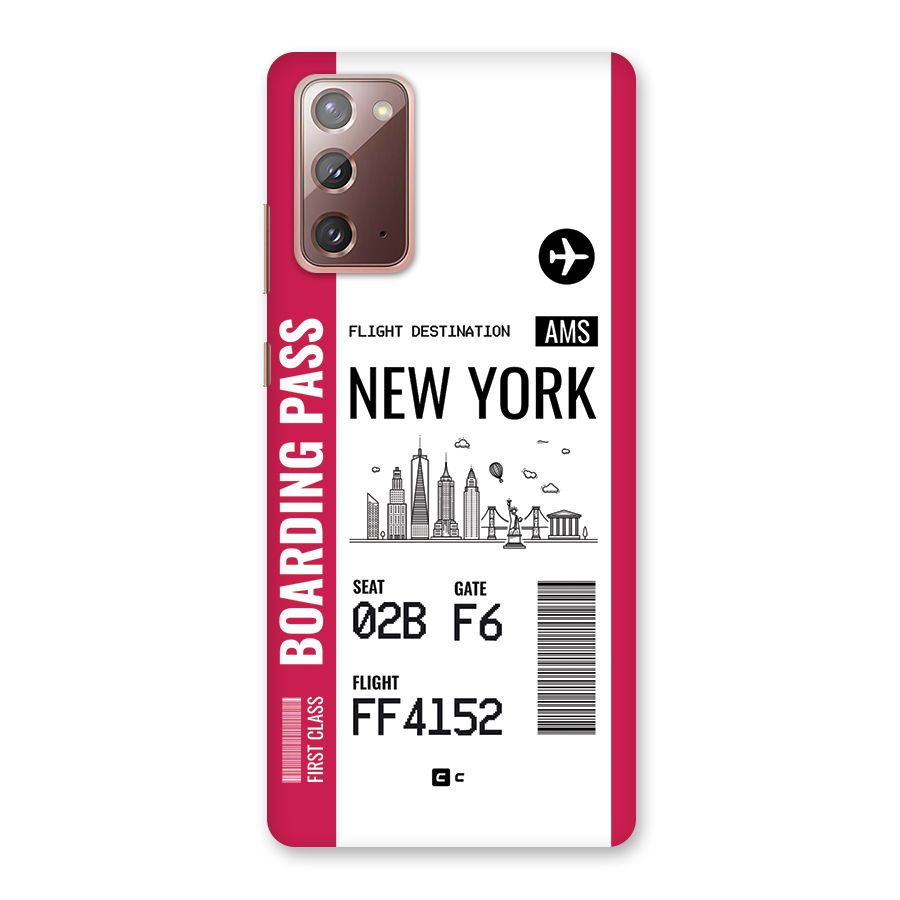 New York Boarding Pass Back Case for Galaxy Note 20