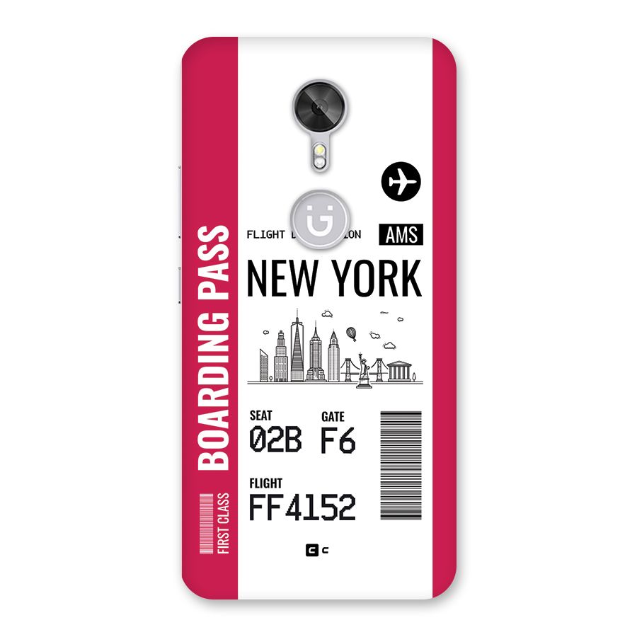 New York Boarding Pass Back Case for Gionee A1
