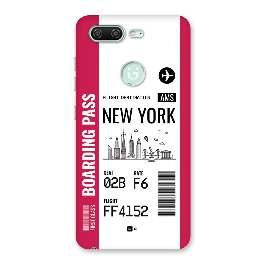 New York Boarding Pass Back Case for Gionee S10