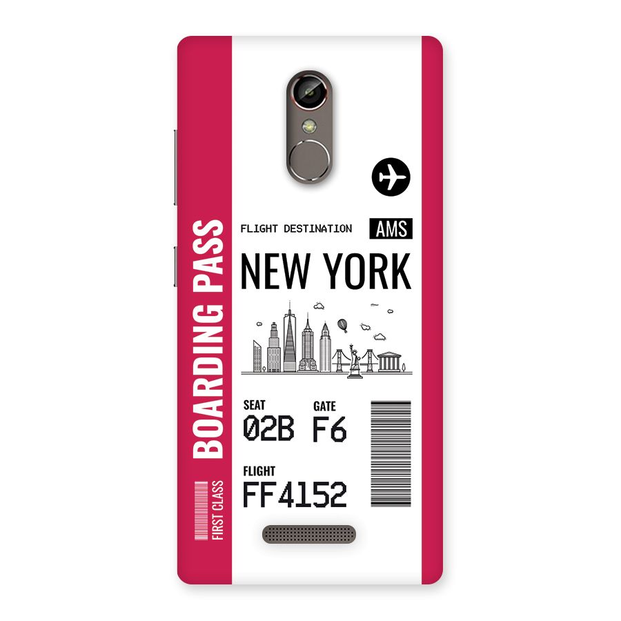 New York Boarding Pass Back Case for Gionee S6s