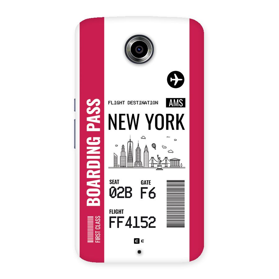 New York Boarding Pass Back Case for Google Nexus 6