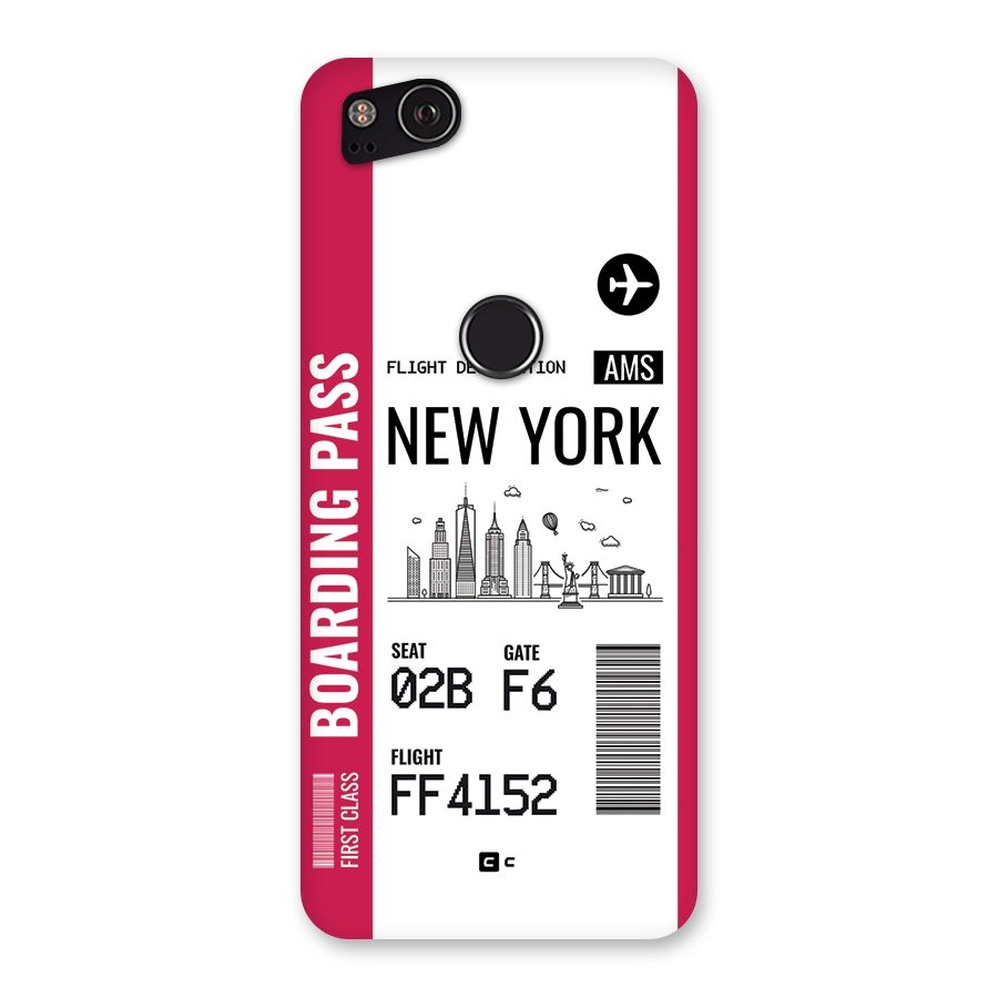 New York Boarding Pass Back Case for Google Pixel 2