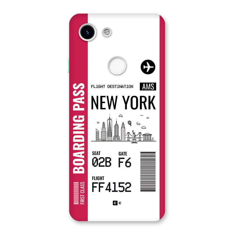 New York Boarding Pass Back Case for Google Pixel 3