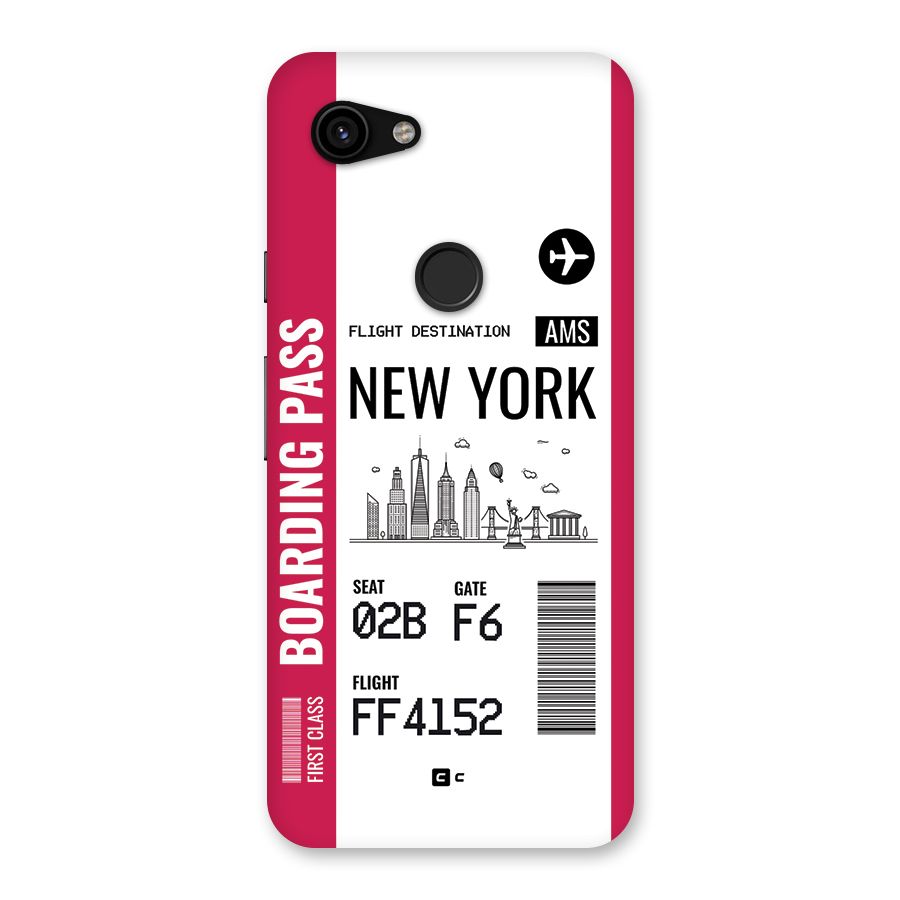 New York Boarding Pass Back Case for Google Pixel 3a