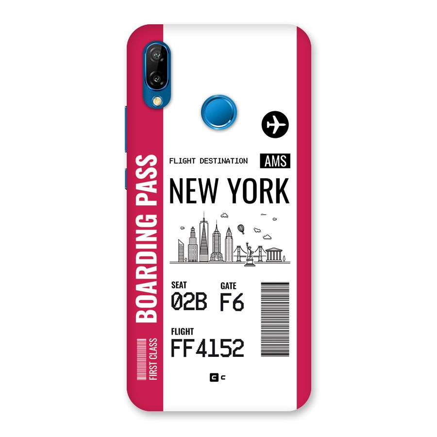 New York Boarding Pass Back Case for Huawei P20 Lite