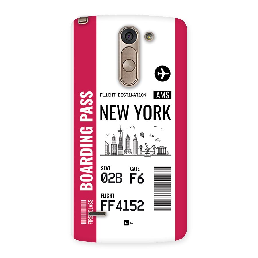 New York Boarding Pass Back Case for LG G3 Stylus