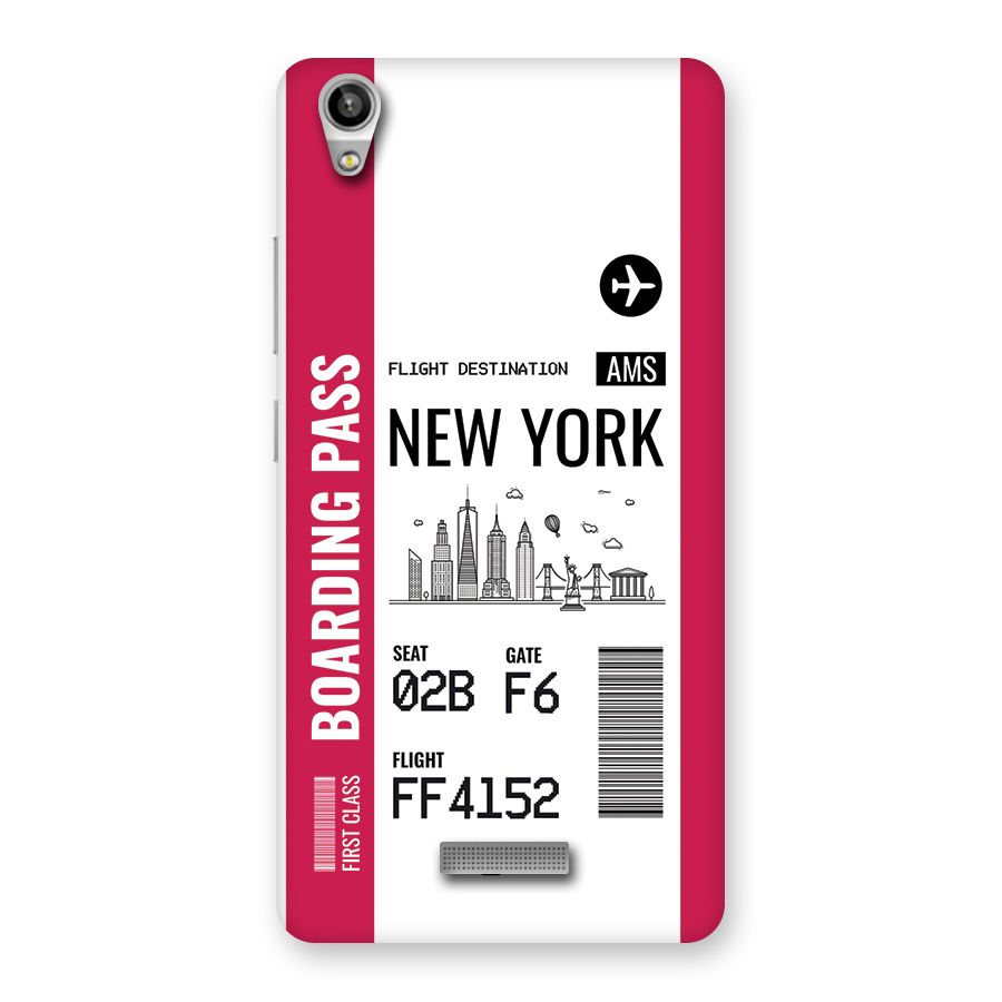 New York Boarding Pass Back Case for Lava Pixel V1