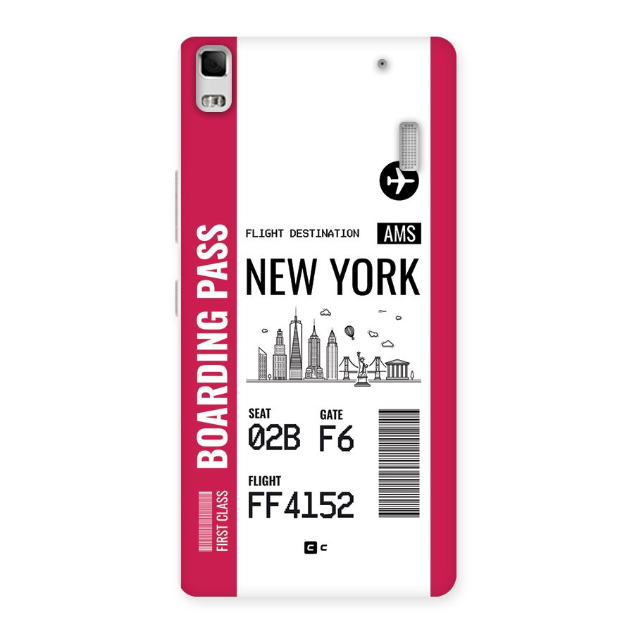 New York Boarding Pass Back Case for Lenovo K3 Note