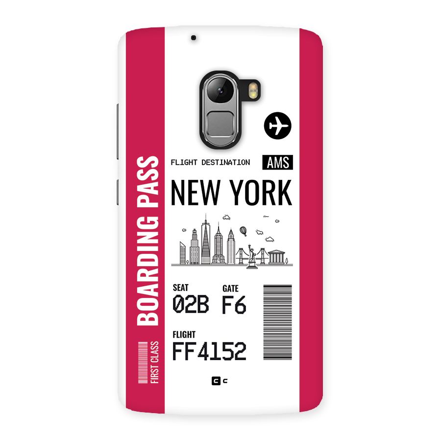 New York Boarding Pass Back Case for Lenovo K4 Note