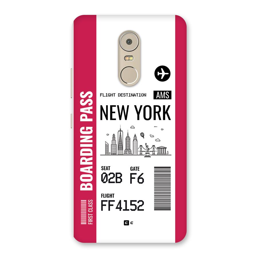 New York Boarding Pass Back Case for Lenovo K6 Note