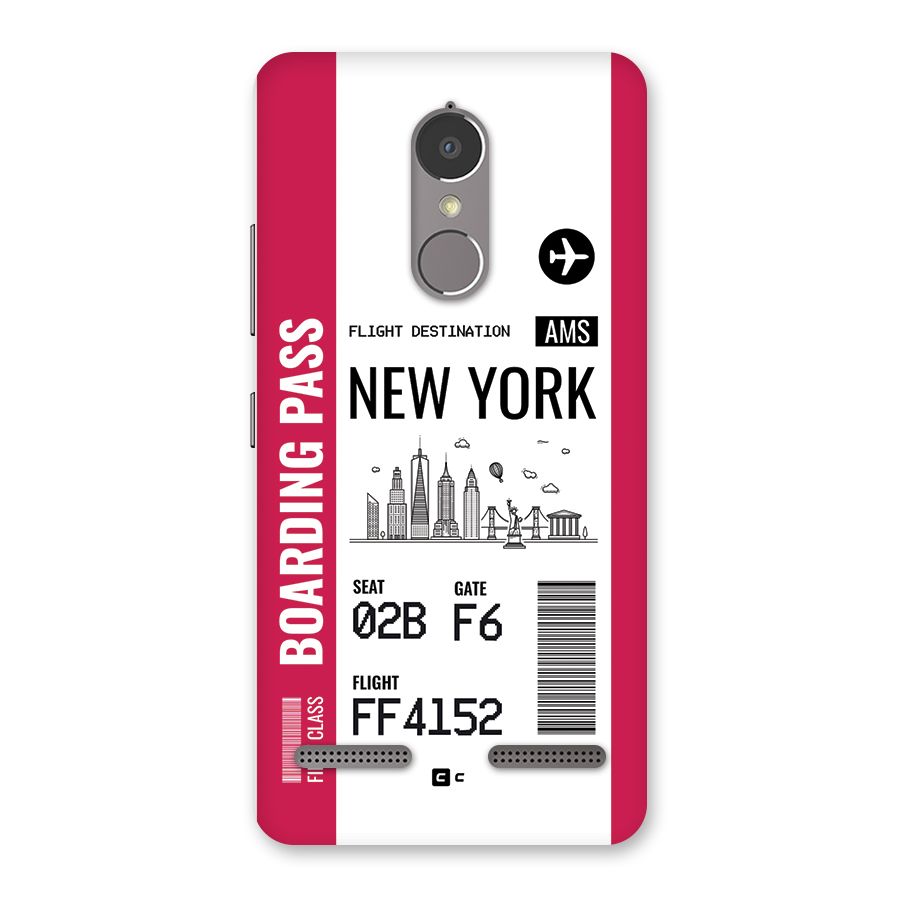 New York Boarding Pass Back Case for Lenovo K6 Power