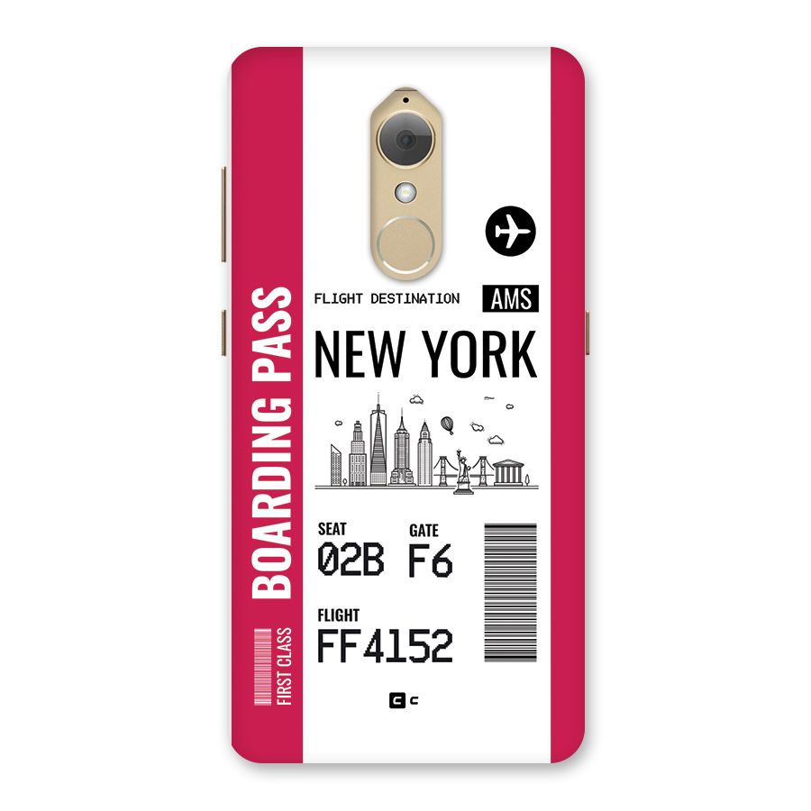 New York Boarding Pass Back Case for Lenovo K8