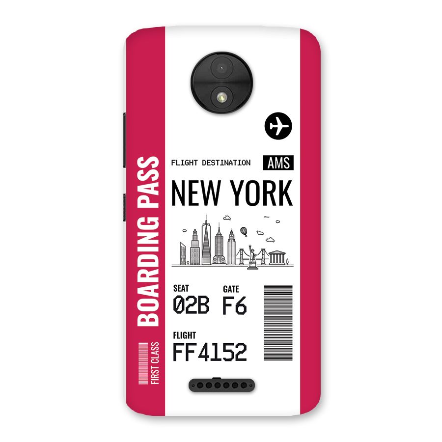 New York Boarding Pass Back Case for Moto C