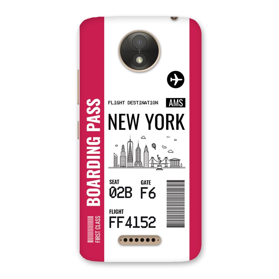 New York Boarding Pass Back Case for Moto C Plus