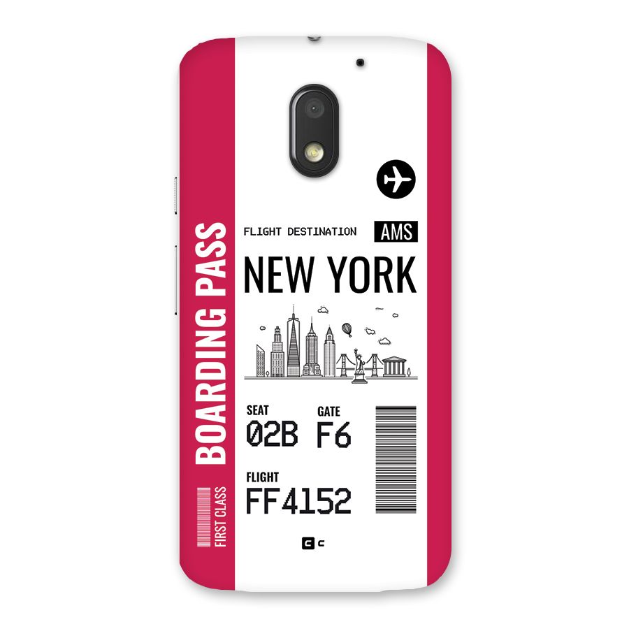 New York Boarding Pass Back Case for Moto E3 Power