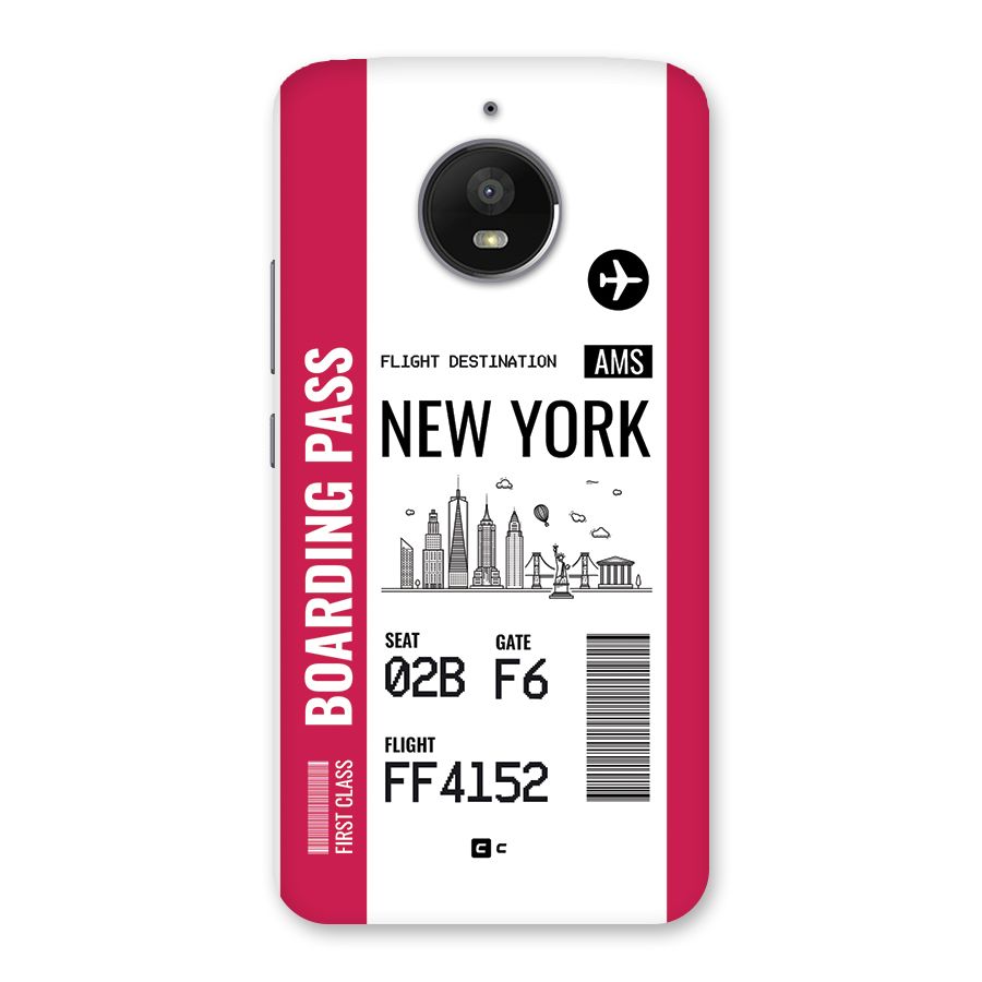 New York Boarding Pass Back Case for Moto E4 Plus