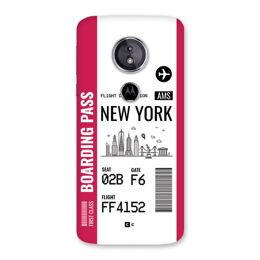 New York Boarding Pass Back Case for Moto E5