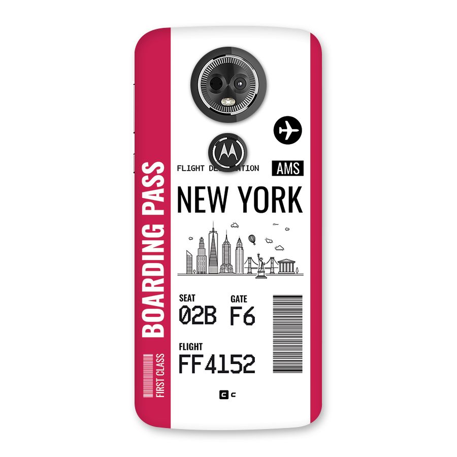 New York Boarding Pass Back Case for Moto E5 Plus