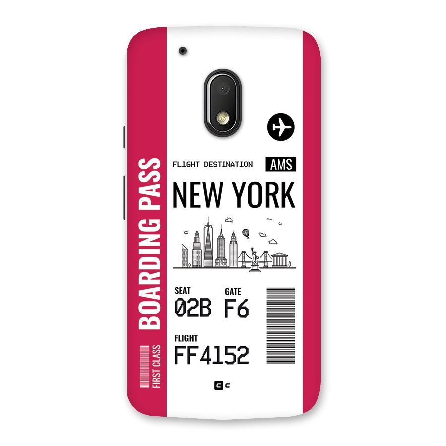 New York Boarding Pass Back Case for Moto G4 Play