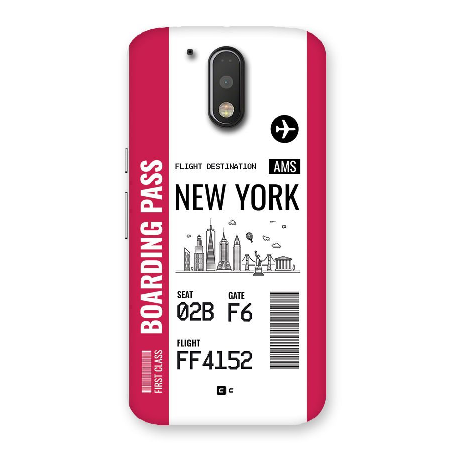 New York Boarding Pass Back Case for Moto G4 Plus