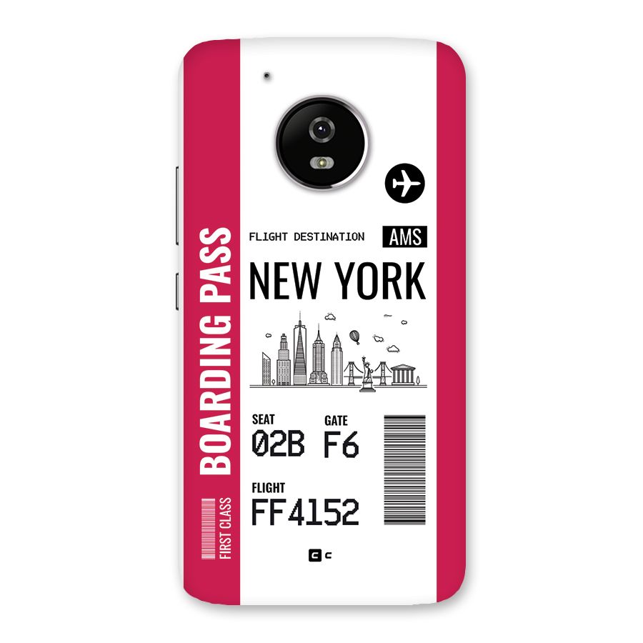 New York Boarding Pass Back Case for Moto G5