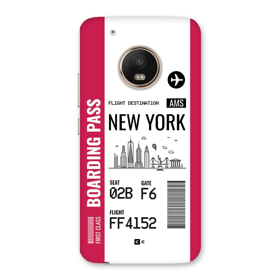 New York Boarding Pass Back Case for Moto G5 Plus