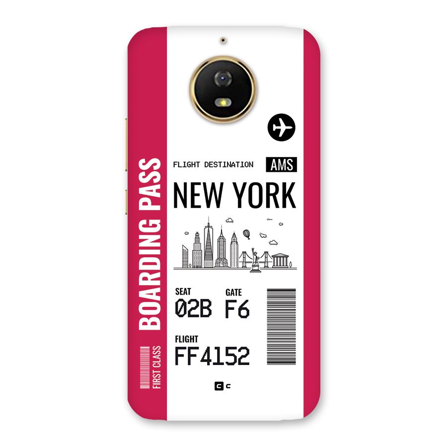 New York Boarding Pass Back Case for Moto G5s