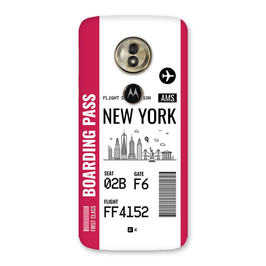 New York Boarding Pass Back Case for Moto G6 Play