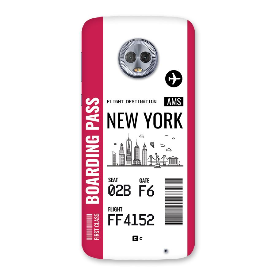 New York Boarding Pass Back Case for Moto G6 Plus