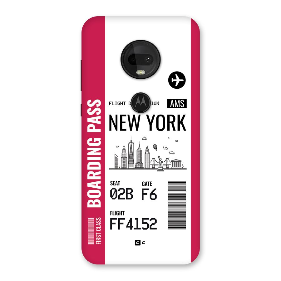 New York Boarding Pass Back Case for Moto G7
