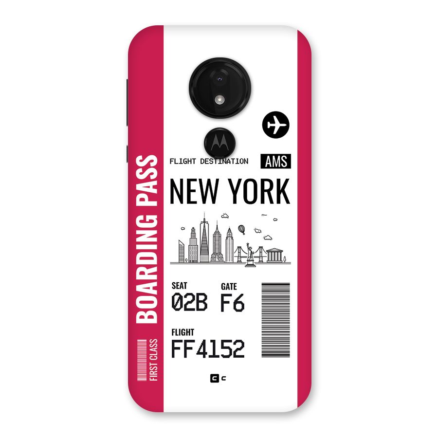 New York Boarding Pass Back Case for Moto G7 Power