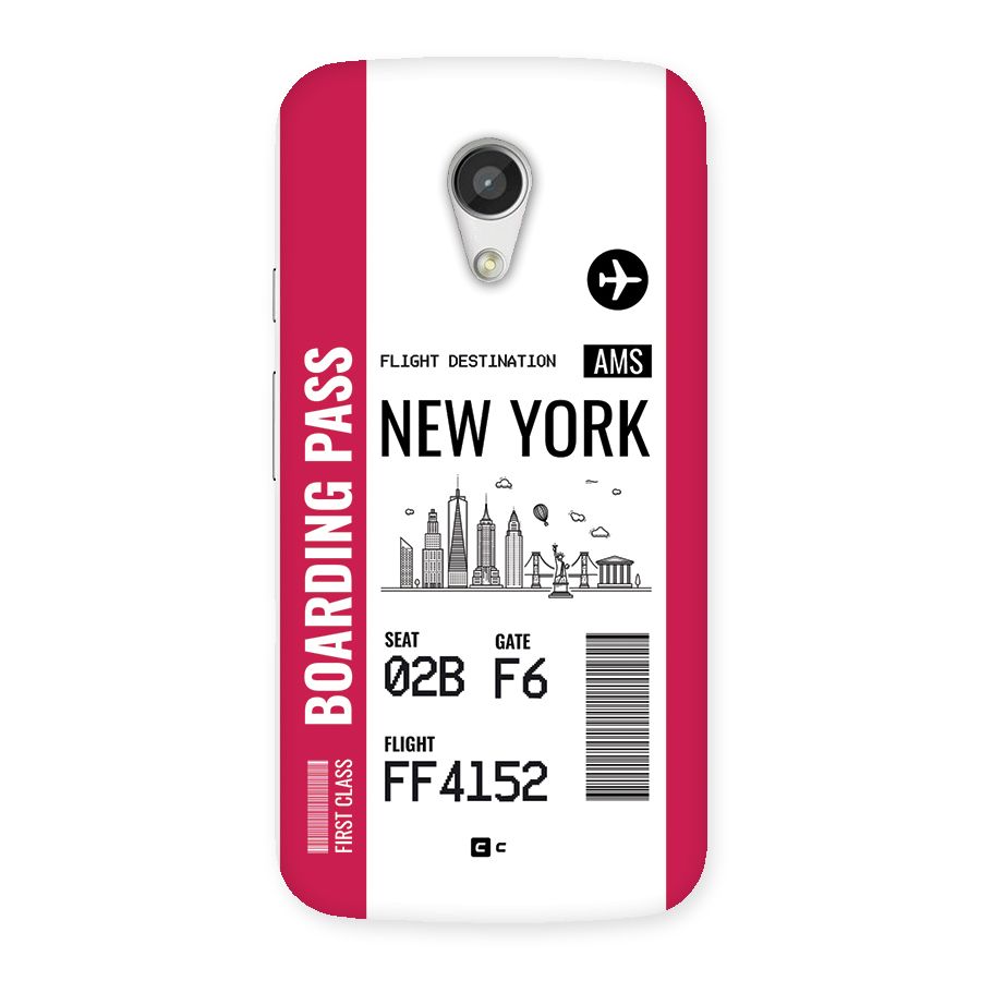 New York Boarding Pass Back Case for Moto G 2nd Gen