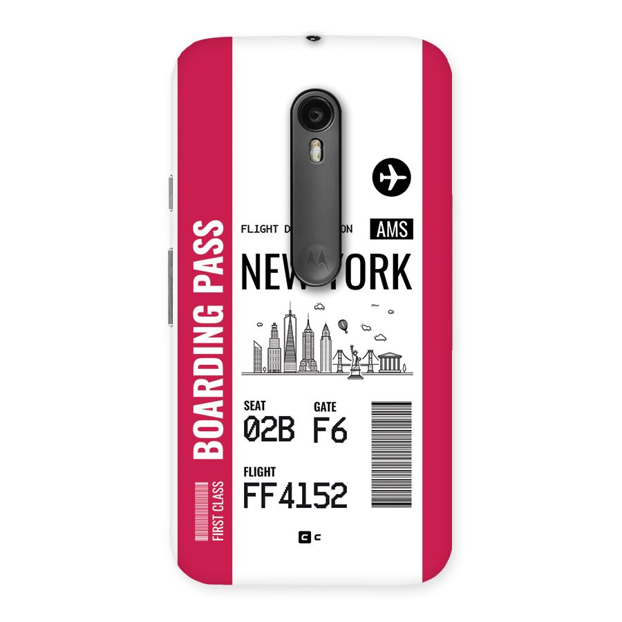 New York Boarding Pass Back Case for Moto G Turbo