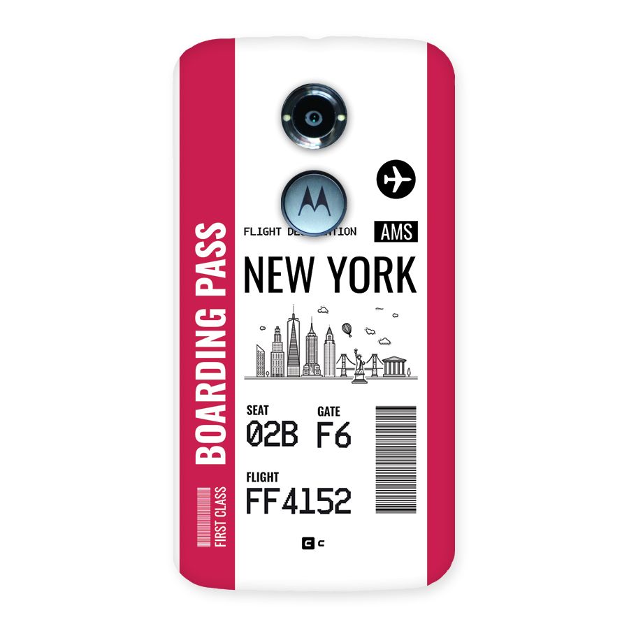 New York Boarding Pass Back Case for Moto X2