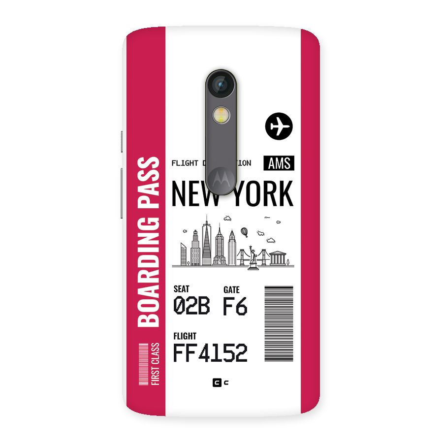 New York Boarding Pass Back Case for Moto X Play