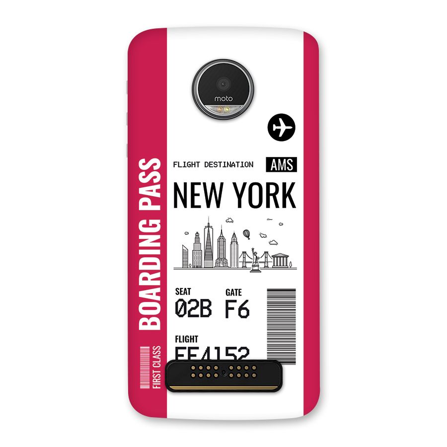 New York Boarding Pass Back Case for Moto Z Play