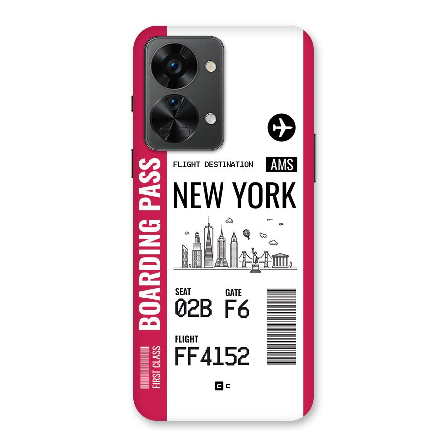 New York Boarding Pass Back Case for OnePlus Nord 2T