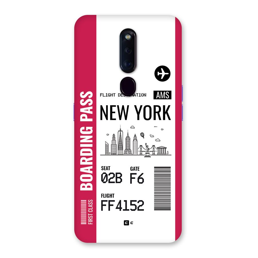 New York Boarding Pass Back Case for Oppo F11 Pro