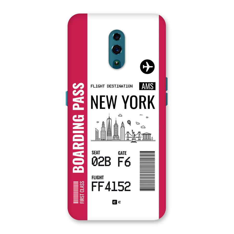 New York Boarding Pass Back Case for Oppo Reno