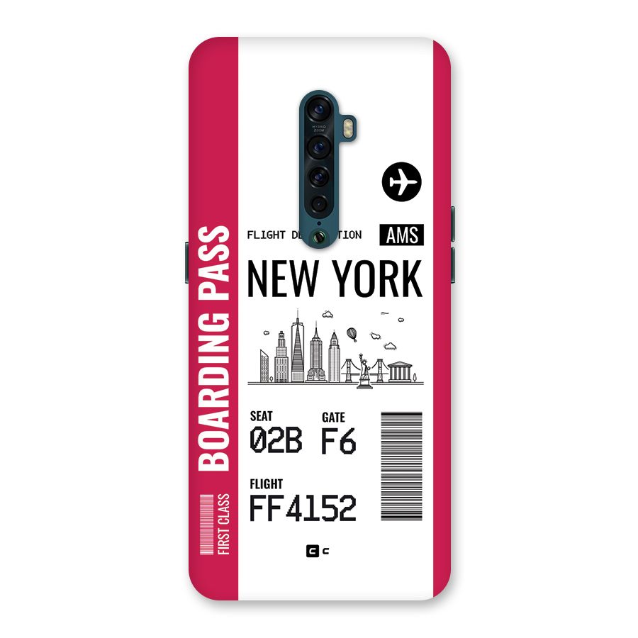 New York Boarding Pass Back Case for Oppo Reno2