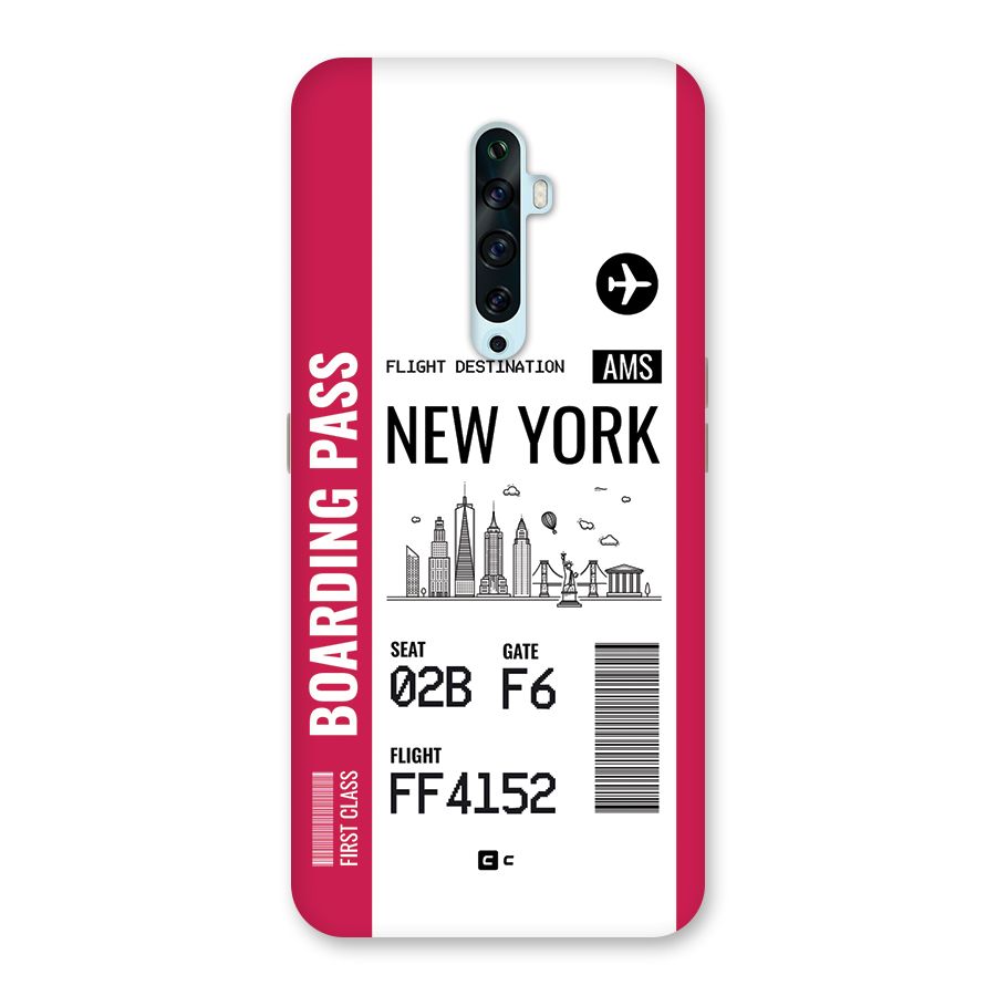 New York Boarding Pass Back Case for Oppo Reno2 F