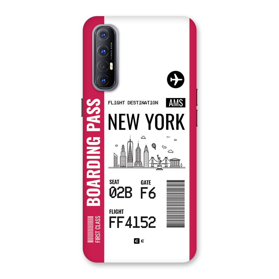 New York Boarding Pass Back Case for Oppo Reno3 Pro