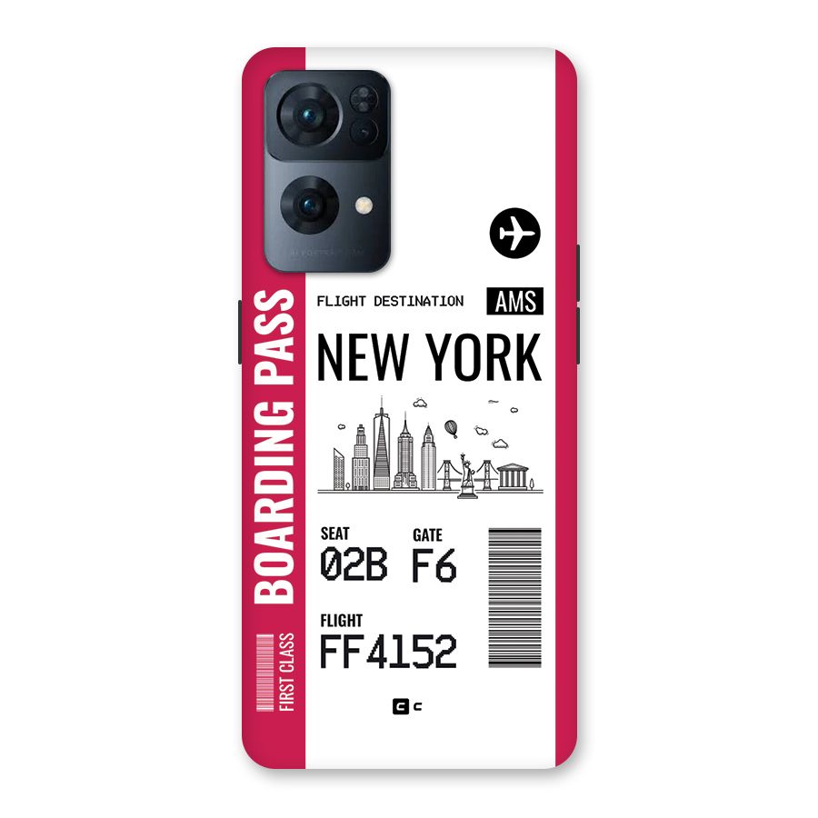 New York Boarding Pass Back Case for Oppo Reno7 Pro 5G