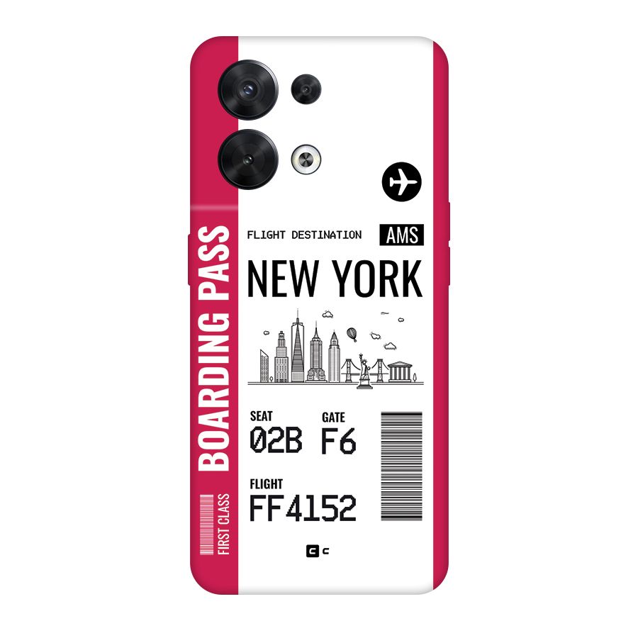 New York Boarding Pass Back Case for Oppo Reno8 5G