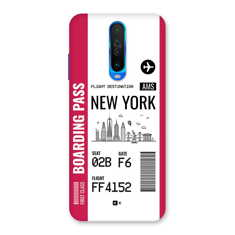 New York Boarding Pass Back Case for Poco X2